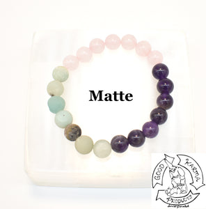 "Soothing Healing Love" - Amazonite, Amethyst, and Rose Quartz Stone Bracelet