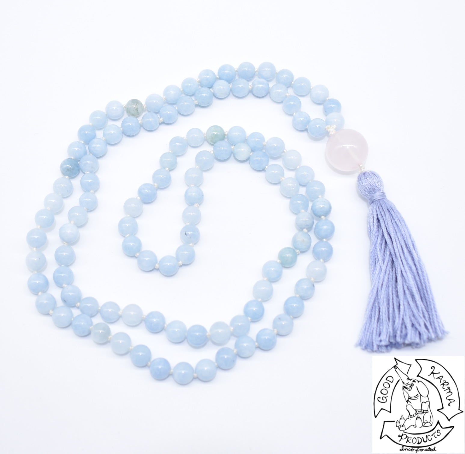 Aquamarine 108 Stone Bead Mala