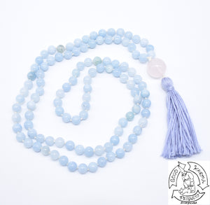 Aquamarine 108 Stone Bead Mala