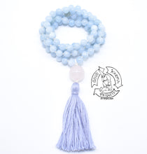 Load image into Gallery viewer, Aquamarine Mala Handmade in the USA 
