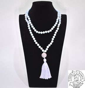 Mala Handmade with 108 Aquamarine Stone Beads