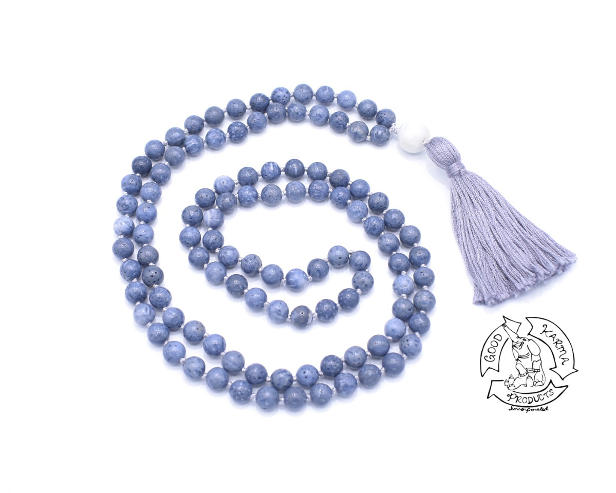 Handmade Japa Mala made of Blue Coral.