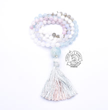 Load image into Gallery viewer, &quot;Uplifting Inspiration&quot; - Blue Lace Agate, Kunzite, Moonstone, Labradorite, and Aquamarine Handmade 108 Stone Japa Mala
