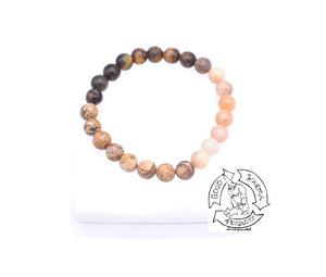 "Easing Harmony” - Peach Moonstone, Picture Jasper, and Tiger Eye Stone Bracelet