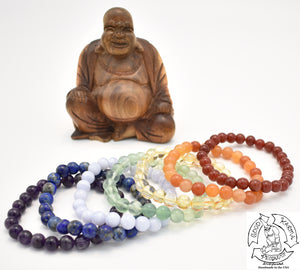 Rainbow Chakra Stone Bracelet Set - 7 Handmade Stone Bracelets