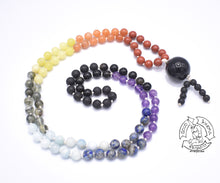 Load image into Gallery viewer, &quot;Shielding Chakra Diffuser &quot; - Onyx, Lava Stone and Chakra Mala Handmade with 108 Stone Beads
