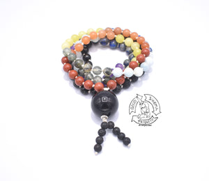 "Shielding Chakra Diffuser " - Onyx, Lava Stone and Chakra Mala Handmade with 108 Stone Beads