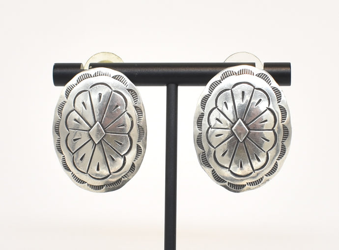 Vintage Sterling Silver Concho Southwest Earrings