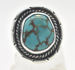 Turquoise and Sterling Silver Signed "D.W.A" Southwest Style Ring - Size 8