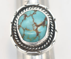 Turquoise and Sterling Silver Signed "D.W.A" Southwest Style Ring - Size 8