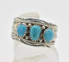 Load image into Gallery viewer, Dine Begaye Signed Turquoise and Sterling Silver Native American Ring - Size 14.5
