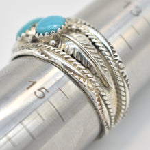 Load image into Gallery viewer, Dine Begaye Signed Turquoise and Sterling Silver Native American Ring - Size 14.5
