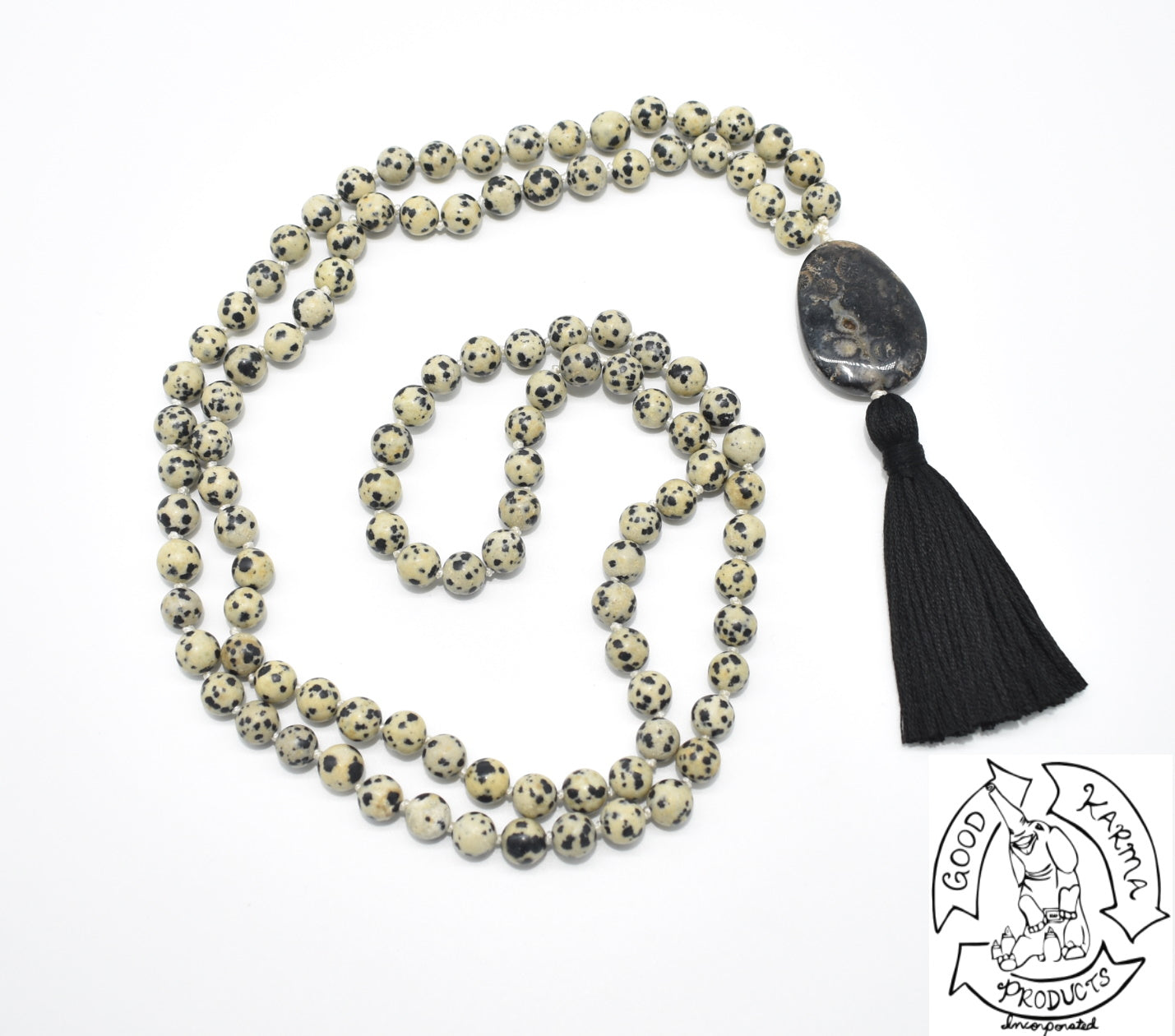 Dalmatian Stone Handmade Mala with 108 Stone Beads