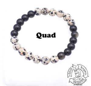 "Encouraging Shield" - Dalmatian Stone and Golden Obsidian Handmade Stone Bracelet