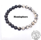 "Encouraging Shield" - Dalmatian Stone and Golden Obsidian Handmade Stone Bracelet