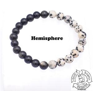 "Encouraging Shield" - Dalmatian Stone and Golden Obsidian Handmade Stone Bracelet