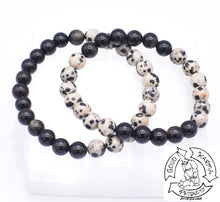 Load image into Gallery viewer, &quot;Encouraging Shield&quot; - Dalmatian Stone and Golden Obsidian Handmade Stone Bracelet
