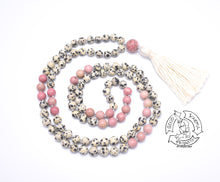Load image into Gallery viewer, &quot;Encouraging Love&quot; - Rhodonite and Dalmatian Stone Handmade 108 Stone Japa Mala
