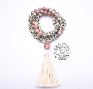 "Encouraging Love" - Rhodonite and Dalmatian Stone Handmade 108 Stone Japa Mala