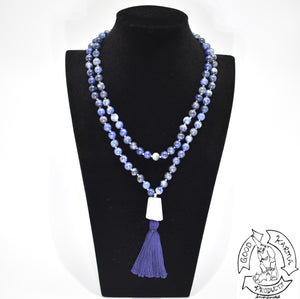 Mala Handmade in the USA with 108 Dark Blue Sodalite Beads