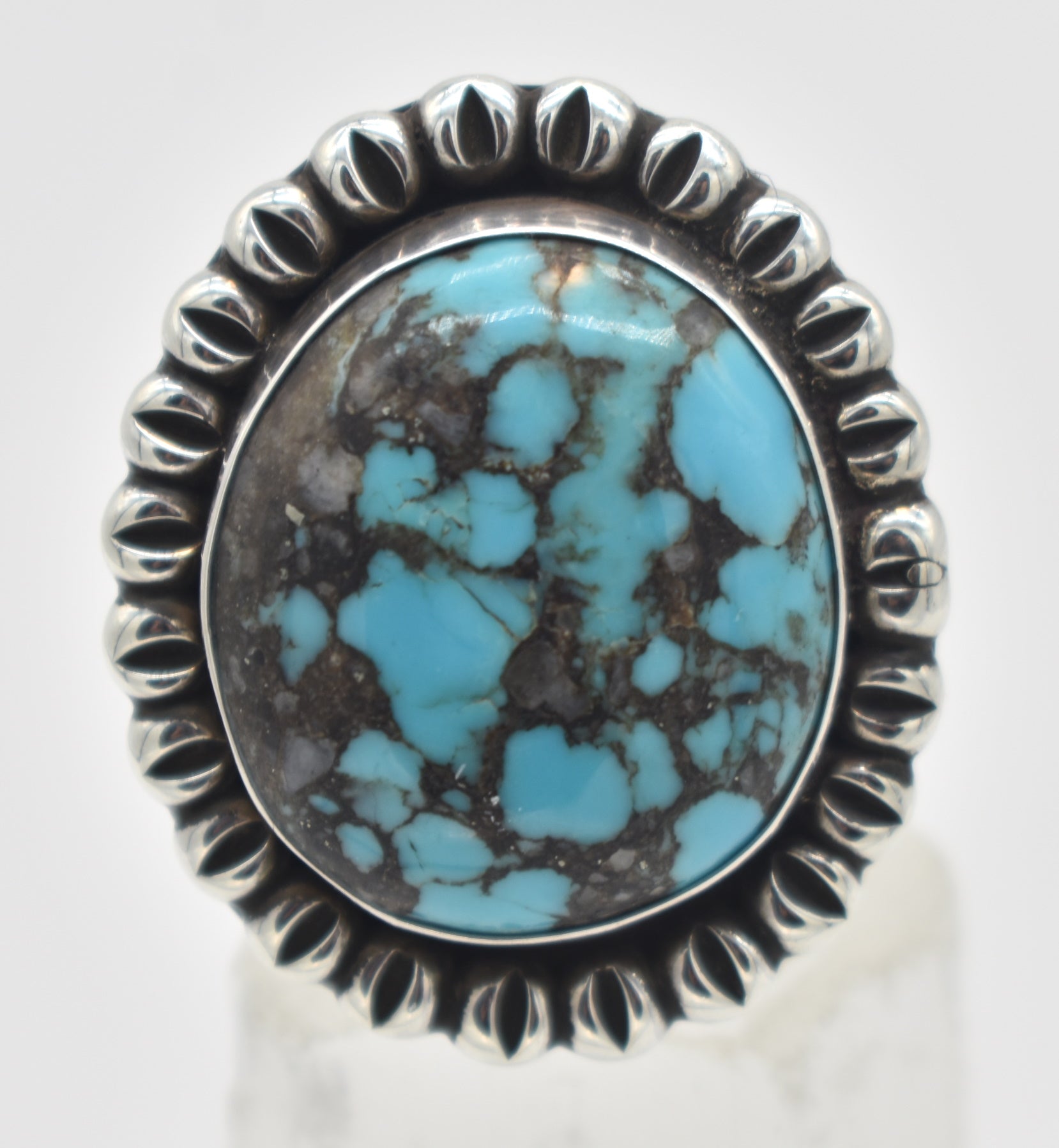 Ernest Wood Navajo Sterling Silver Turquoise Statement Ring - Size 13