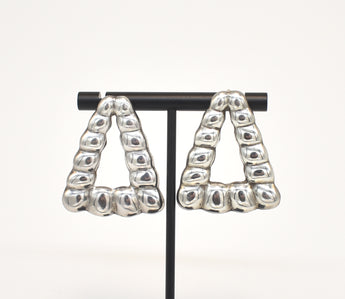 Vintage Taxco Sterling Silver Thick Triangular Earrings