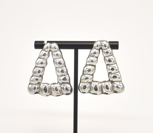 Vintage Taxco Sterling Silver Thick Triangular Earrings