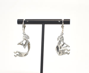 Kokopelli Large Solid Sterling Silver Southwest Earrings