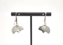 Load image into Gallery viewer, Vintage Southwest Bear Sterling Silver Earrings with Wave Overlay
