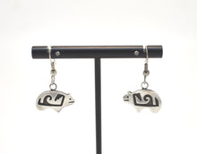 Load image into Gallery viewer, Vintage Southwest Bear Sterling Silver Earrings with Wave Overlay
