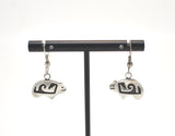 Vintage Southwest Bear Sterling Silver Earrings with Wave Overlay