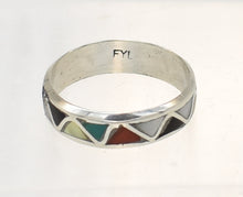 Load image into Gallery viewer, Lucy Yatsattie Zuni Native American Sterling Silver Inlay Ring - Size 12
