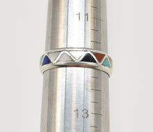 Load image into Gallery viewer, Lucy Yatsattie Zuni Native American Sterling Silver Inlay Ring - Size 12
