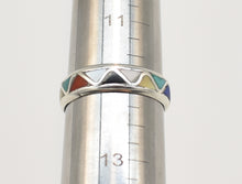 Load image into Gallery viewer, Lucy Yatsattie Zuni Native American Sterling Silver Inlay Ring - Size 12
