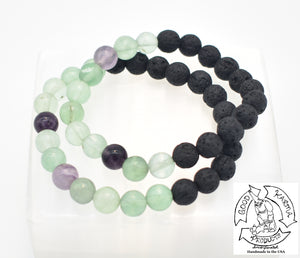 "Thinking Diffuser" - Fluorite and Lava Stone Bracelet
