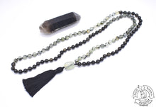 Load image into Gallery viewer, 108 Stone Mala made with Prehnite and Golden Obsidian.
