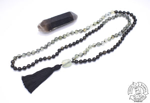 108 Stone Mala made with Prehnite and Golden Obsidian.