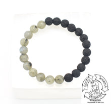 Load image into Gallery viewer, Lava Stone and Green Labradorite Bracelet
