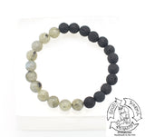 Lava Stone and Green Labradorite Bracelet