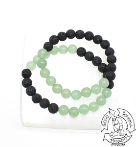"Prosperity Diffuser" - Green Aventurine and Lava Stone Bracelet