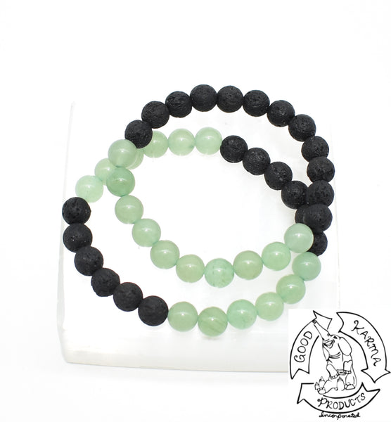 "Prosperity Diffuser" - Green Aventurine and Lava Stone Bracelet