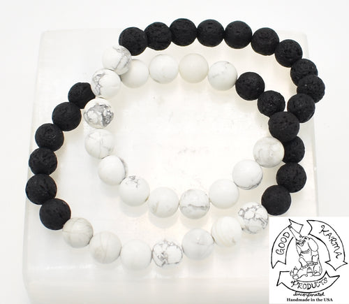 Howlite and Lava Stone Bracelets