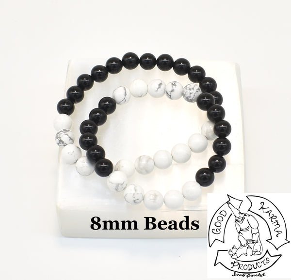 Howlite and Onyx Bracelets 8mm