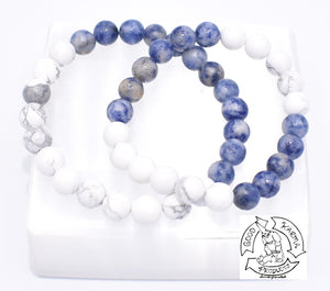 "Calming Balance" Howlite and Sodalite Handmade Stone Bracelet.