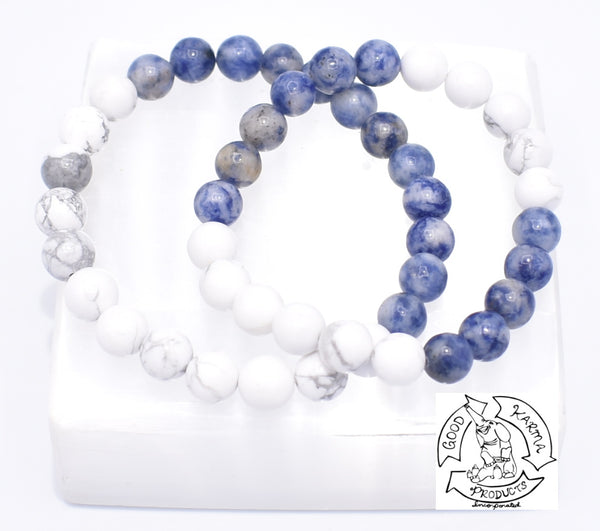 "Calming Balance" Howlite and Sodalite Handmade Stone Bracelet.