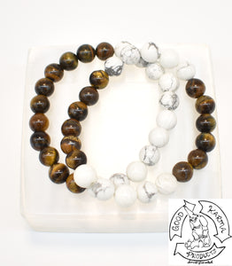 Tiger Eye and Howlite Handmade Bracelets