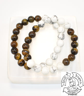 Tiger Eye and Howlite Handmade Bracelets