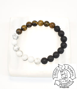 Howlite, Tiger Eye, and Lava Stone Diffuser Bracelet