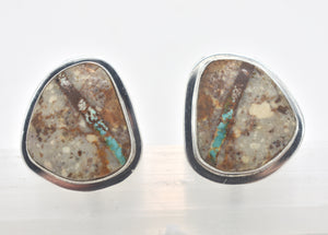 Joe Piaso Jr. Boulder Turquoise Native American Sterling Silver Cuff-Links