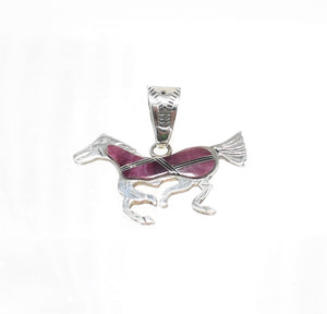 Native American Navajo Vintage Sterling Silver and Sugilite Horse Pendant by Artist Johnson Ralph